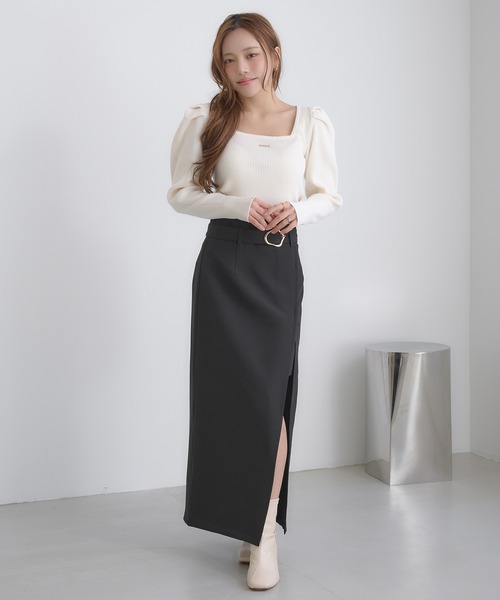SOELA(ソエラ)の「【INGNI SOELA】プレート付パフスリーブリブニット/WEB限定(ニット/セーター・レディース・ブラック/アイボリー/ピンク・FREE)」の10枚目の写真