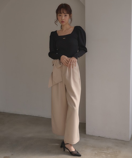 SOELA(ソエラ)の「【INGNI SOELA】プレート付パフスリーブリブニット/WEB限定(ニット/セーター・レディース・ブラック/アイボリー/ピンク・FREE)」の22枚目の写真