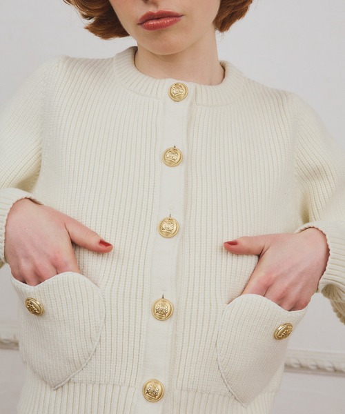 EIMY ISTOIRE(エイミーイストワール)の「【PRE ORDER】ハートポケットニットジャケット(ノーカラージャケット・レディース・レッド/ブラック/グレー/オフホワイト・F)」の14枚目の写真