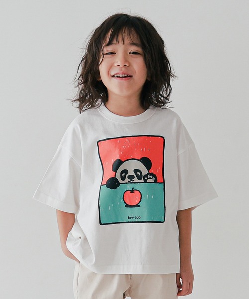FOV(フォブ)の「FOV/フォブ F/B PANDA Tシャツ(Tシャツ/カットソー・キッズ・ピンク/ホワイト/チャコールグレー・130cm/120cm/100cm/110cm/90cm)」の1枚目の写真