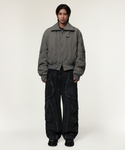 IDWS（アイドンワナセル）の「Solid High Neck Ma-1 Charcoal（ブルゾン・レディース・その他・0/1/2）」の2枚目の写真