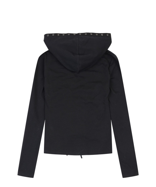 ORDINARY HOLIDAY（オーディナリー ホリデー）の「SHIRRING LACE UP HOODIE [BLACK]（パーカー・レディース・その他・FREE）」の3枚目の写真