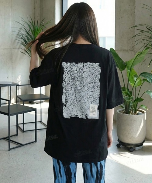 Dalfwin（ダールフィン）の「韓国ファッション HIDEプリントオーバーサイズ半袖Tシャツ（Tシャツ/カットソー・レディース・ホワイト/ブラック・FREE）」の10枚目の写真