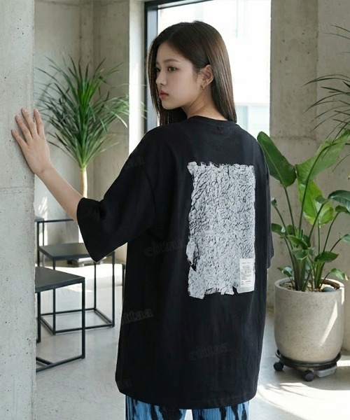 Dalfwin（ダールフィン）の「韓国ファッション HIDEプリントオーバーサイズ半袖Tシャツ（Tシャツ/カットソー・レディース・ホワイト/ブラック・FREE）」の8枚目の写真