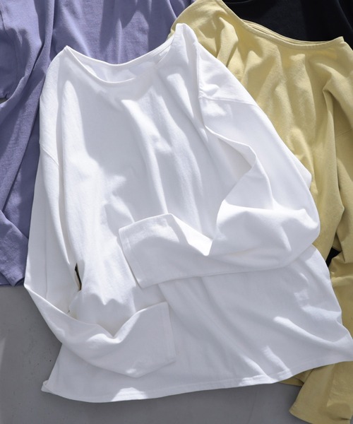 soulberry（ソウルベリー）の「ブラウス好きのためのロンT（Tシャツ/カットソー・レディース・プラム/イエロー/ブラック/オフホワイト・M/L/LL/3L/4L/5L）」の2枚目の写真