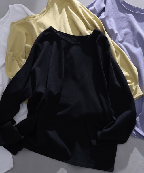 soulberry（ソウルベリー）の「ブラウス好きのためのロンT（Tシャツ/カットソー・レディース・プラム/イエロー/ブラック/オフホワイト・M/L/LL/3L/4L/5L）」の3枚目の写真