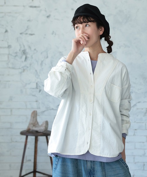 soulberry（ソウルベリー）の「ブラウス好きのためのロンT（Tシャツ/カットソー・レディース・プラム/イエロー/ブラック/オフホワイト・M/L/LL/3L/4L/5L）」の5枚目の写真