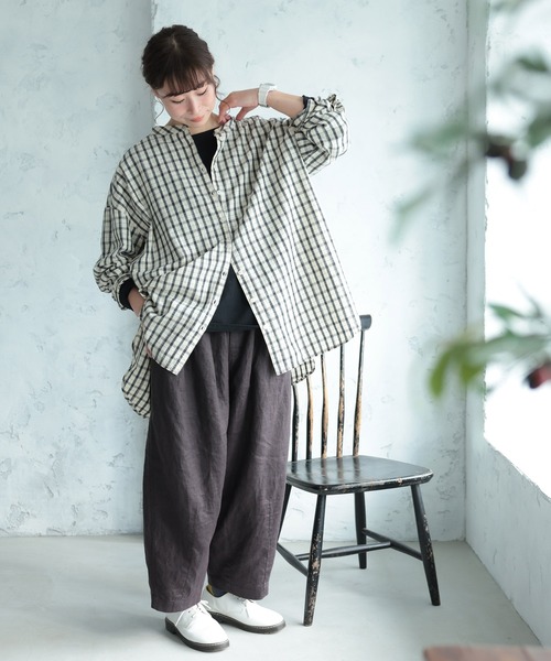 soulberry（ソウルベリー）の「ブラウス好きのためのロンT（Tシャツ/カットソー・レディース・プラム/イエロー/ブラック/オフホワイト・M/L/LL/3L/4L/5L）」の6枚目の写真