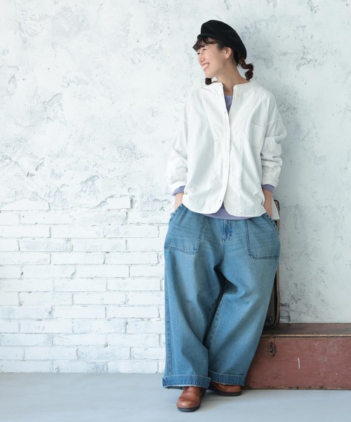 soulberry（ソウルベリー）の「ブラウス好きのためのロンT（Tシャツ/カットソー・レディース・プラム/イエロー/ブラック/オフホワイト・M/L/LL/3L/4L/5L）」の8枚目の写真