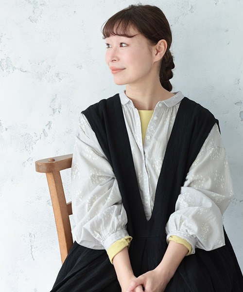 soulberry（ソウルベリー）の「ブラウス好きのためのロンT（Tシャツ/カットソー・レディース・プラム/イエロー/ブラック/オフホワイト・M/L/LL/3L/4L/5L）」の9枚目の写真