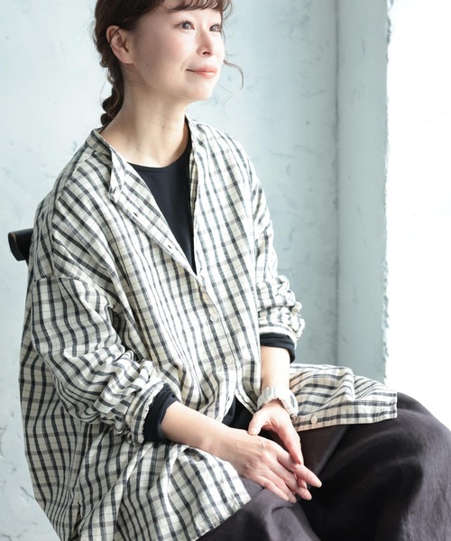 soulberry（ソウルベリー）の「ブラウス好きのためのロンT（Tシャツ/カットソー・レディース・プラム/イエロー/ブラック/オフホワイト・M/L/LL/3L/4L/5L）」の13枚目の写真