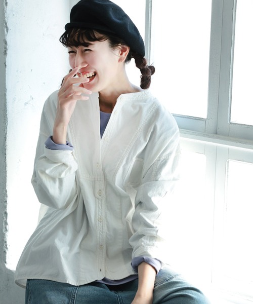 soulberry（ソウルベリー）の「ブラウス好きのためのロンT（Tシャツ/カットソー・レディース・プラム/イエロー/ブラック/オフホワイト・M/L/LL/3L/4L/5L）」の17枚目の写真