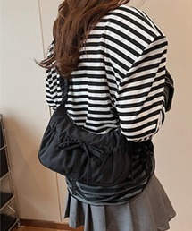 ギャザーハンドル くしゅくしゅ リボン ショルダーバッグ