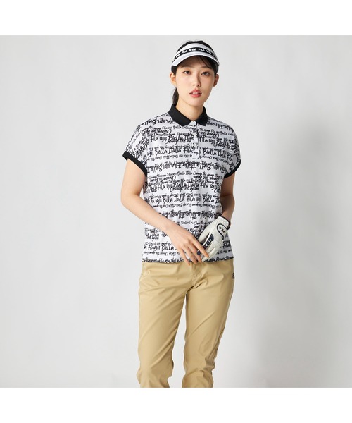 FILA GOLF(フィラゴルフ )の「FILA GOLF フィラゴルフ ゴルフウェア 吸汗速乾 接触冷感 遮熱 タイポグラフィ柄 半袖ポロシャツ(ポロシャツ・レディース・イエロー/ホワイト/ブラック・LL/M/3L/L)」の5枚目の写真