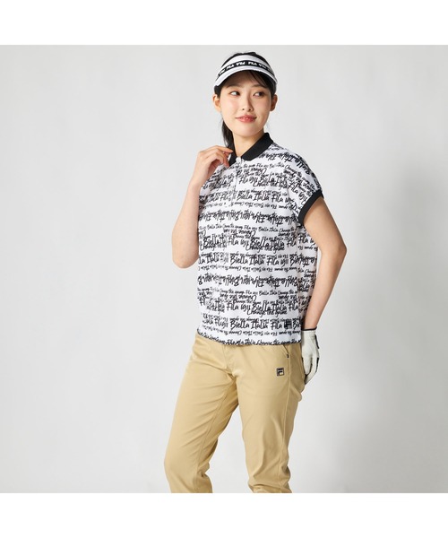 FILA GOLF(フィラゴルフ )の「FILA GOLF フィラゴルフ ゴルフウェア 吸汗速乾 接触冷感 遮熱 タイポグラフィ柄 半袖ポロシャツ(ポロシャツ・レディース・イエロー/ホワイト/ブラック・LL/M/3L/L)」の7枚目の写真
