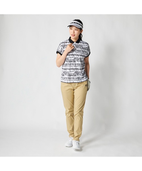 FILA GOLF(フィラゴルフ )の「FILA GOLF フィラゴルフ ゴルフウェア 吸汗速乾 接触冷感 遮熱 タイポグラフィ柄 半袖ポロシャツ(ポロシャツ・レディース・イエロー/ホワイト/ブラック・LL/M/3L/L)」の9枚目の写真