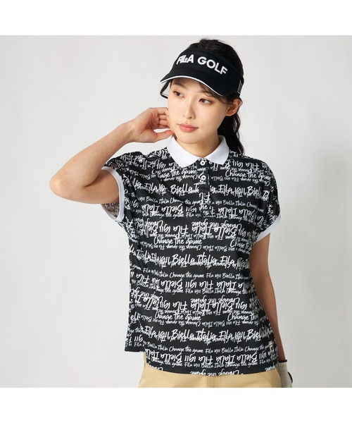 FILA GOLF(フィラゴルフ )の「FILA GOLF フィラゴルフ ゴルフウェア 吸汗速乾 接触冷感 遮熱 タイポグラフィ柄 半袖ポロシャツ(ポロシャツ・レディース・イエロー/ホワイト/ブラック・LL/M/3L/L)」の15枚目の写真