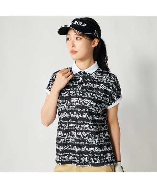 FILA GOLF(フィラゴルフ )の「FILA GOLF フィラゴルフ ゴルフウェア 吸汗速乾 接触冷感 遮熱 タイポグラフィ柄 半袖ポロシャツ(ポロシャツ・レディース・イエロー/ホワイト/ブラック・LL/M/3L/L)」の16枚目の写真