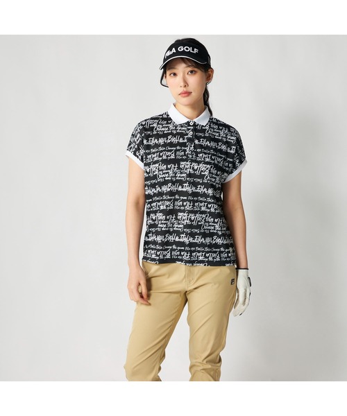 FILA GOLF(フィラゴルフ )の「FILA GOLF フィラゴルフ ゴルフウェア 吸汗速乾 接触冷感 遮熱 タイポグラフィ柄 半袖ポロシャツ(ポロシャツ・レディース・イエロー/ホワイト/ブラック・LL/M/3L/L)」の17枚目の写真
