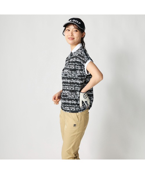 FILA GOLF(フィラゴルフ )の「FILA GOLF フィラゴルフ ゴルフウェア 吸汗速乾 接触冷感 遮熱 タイポグラフィ柄 半袖ポロシャツ(ポロシャツ・レディース・イエロー/ホワイト/ブラック・LL/M/3L/L)」の18枚目の写真