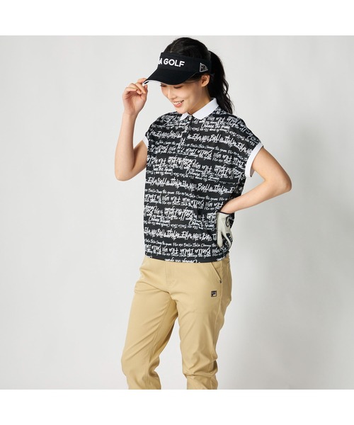 FILA GOLF(フィラゴルフ )の「FILA GOLF フィラゴルフ ゴルフウェア 吸汗速乾 接触冷感 遮熱 タイポグラフィ柄 半袖ポロシャツ(ポロシャツ・レディース・イエロー/ホワイト/ブラック・LL/M/3L/L)」の19枚目の写真