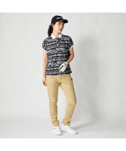 FILA GOLF(フィラゴルフ )の「FILA GOLF フィラゴルフ ゴルフウェア 吸汗速乾 接触冷感 遮熱 タイポグラフィ柄 半袖ポロシャツ(ポロシャツ・レディース・イエロー/ホワイト/ブラック・LL/M/3L/L)」の20枚目の写真