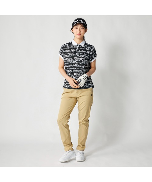 FILA GOLF(フィラゴルフ )の「FILA GOLF フィラゴルフ ゴルフウェア 吸汗速乾 接触冷感 遮熱 タイポグラフィ柄 半袖ポロシャツ(ポロシャツ・レディース・イエロー/ホワイト/ブラック・LL/M/3L/L)」の21枚目の写真