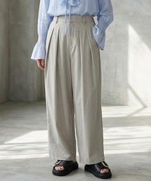 【洗える】フェイクレザータックワイドパンツ