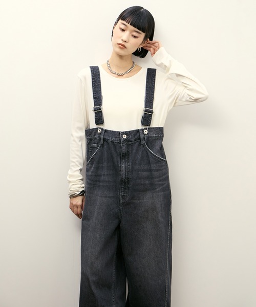 ADAM ET ROPE'（アダムエロペ）の「【サステナブル】2WAYデニムサロペット（サロペット/オーバーオール・レディース・ブラック/ブルー・38/36）」の8枚目の写真