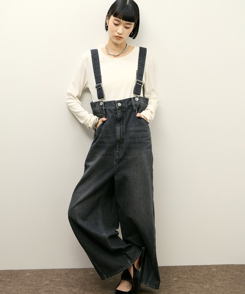 ADAM ET ROPE'（アダムエロペ）の「【サステナブル】2WAYデニムサロペット（サロペット/オーバーオール・レディース・ブラック/ブルー・38/36）」の9枚目の写真