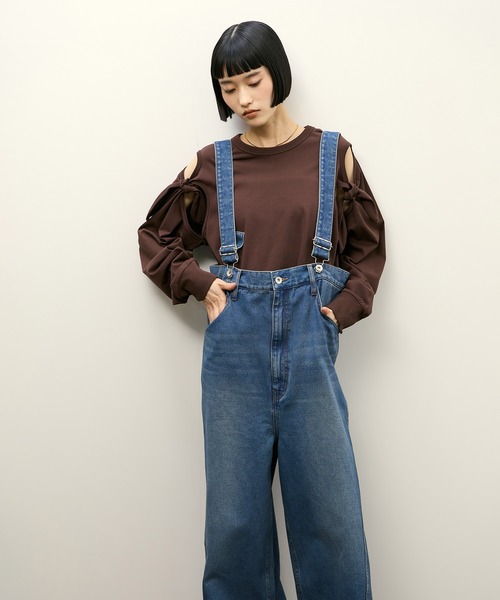 ADAM ET ROPE'（アダムエロペ）の「【サステナブル】2WAYデニムサロペット（サロペット/オーバーオール・レディース・ブラック/ブルー・38/36）」の11枚目の写真