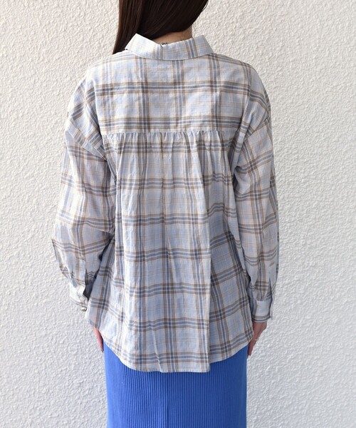 SHIPS Colors(シップス カラーズ)の「SHIPS Colors:〈手洗い可能〉シアー チェック シャツ◇(シャツ/ブラウス・レディース・オフホワイト/ブラック/ライトブルー・ONE SIZE)」の16枚目の写真