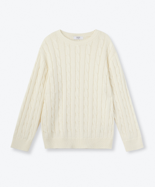 MUSINSA STANDARD KIDS（ムシンサスタンダードキッズ）の「コットンケーブルクルーネックニット[クリーム]（ニット/セーター・レディース・その他・110/120/130/140/150/160）」の2枚目の写真