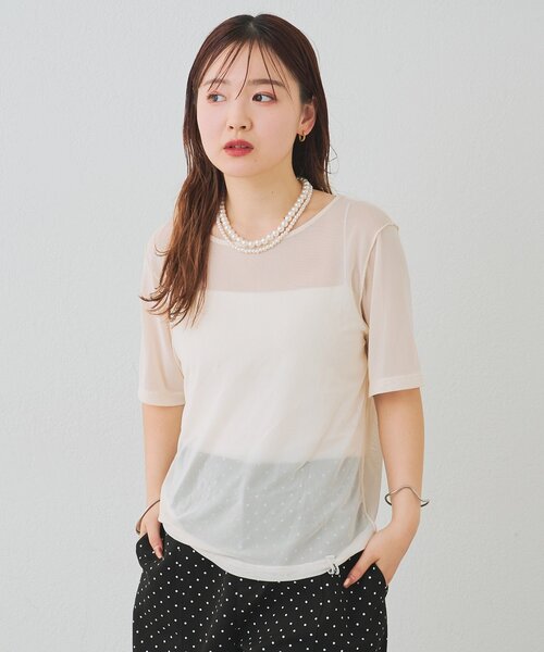 mystic(ミスティック)の「チュールシアーTシャツ(Tシャツ/カットソー・レディース・ブルー/アイボリー/ブラウン・FREE)」の7枚目の写真