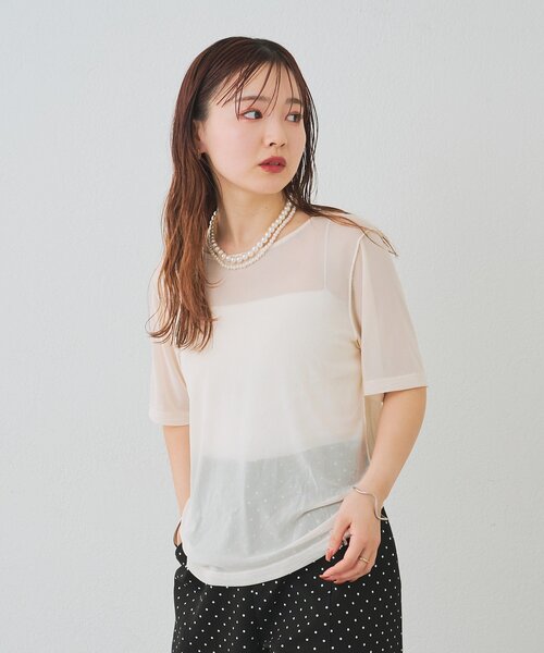 mystic(ミスティック)の「チュールシアーTシャツ(Tシャツ/カットソー・レディース・ブルー/アイボリー/ブラウン・FREE)」の8枚目の写真