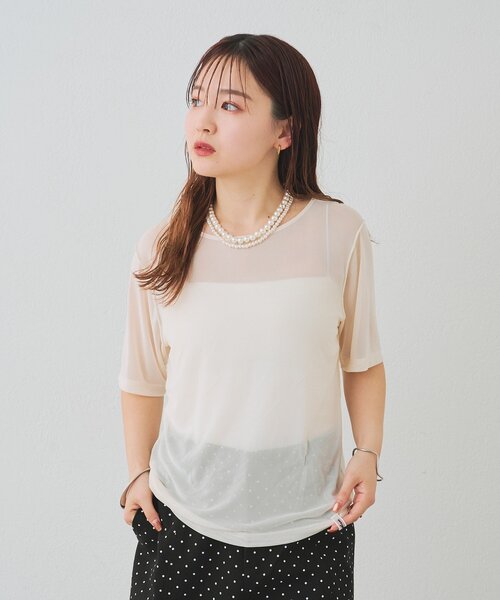 mystic(ミスティック)の「チュールシアーTシャツ(Tシャツ/カットソー・レディース・ブルー/アイボリー/ブラウン・FREE)」の9枚目の写真