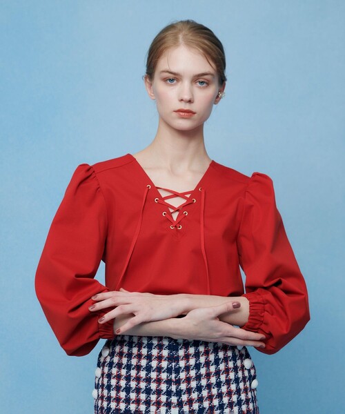 セール】【LOULOU WILLOUGHBY】モックロディレースアップマリンプル