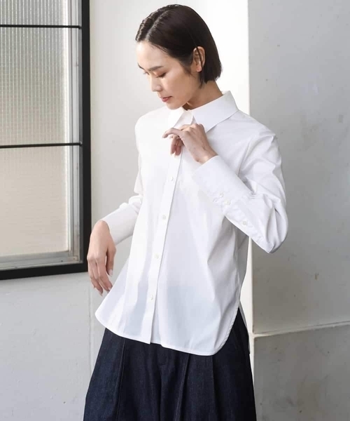 MICHEL KLEIN(ミッシェル・クラン)の「ハイパワーストレッチ ブロードシャツ(シャツ/ブラウス・レディース・ホワイト・38)」の1枚目の写真