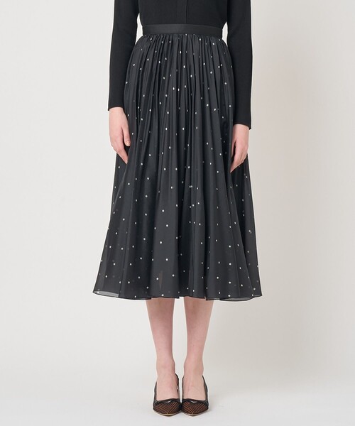 ANAYI（アナイ）の「オーガンジードットプリントプリーツ スカート（スカート・レディース・ホワイト/ブラック/ピンクベージュ・38/36/34）」の4枚目の写真