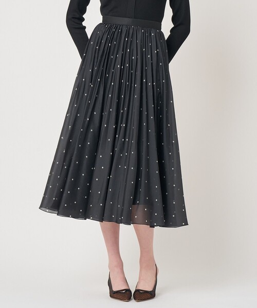 ANAYI（アナイ）の「オーガンジードットプリントプリーツ スカート（スカート・レディース・ホワイト/ブラック/ピンクベージュ・38/36/34）」の7枚目の写真