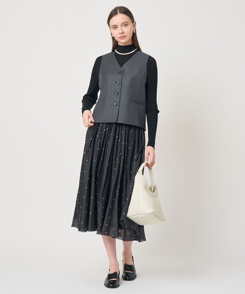 ANAYI（アナイ）の「オーガンジードットプリントプリーツ スカート（スカート・レディース・ホワイト/ブラック/ピンクベージュ・38/36/34）」の8枚目の写真