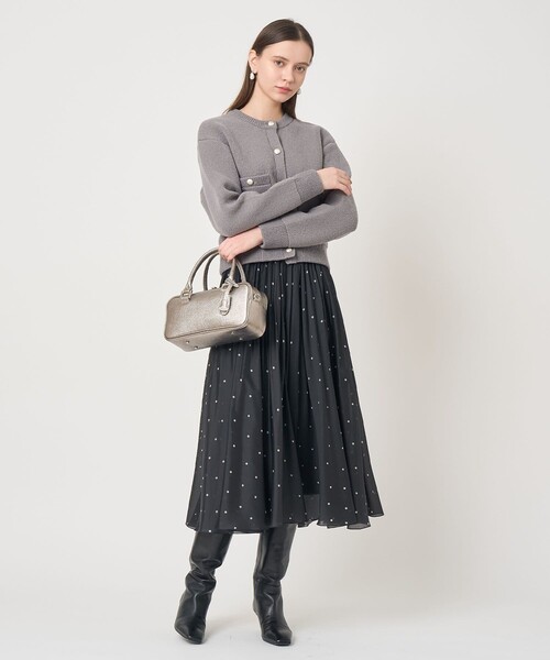 ANAYI（アナイ）の「オーガンジードットプリントプリーツ スカート（スカート・レディース・ホワイト/ブラック/ピンクベージュ・38/36/34）」の11枚目の写真