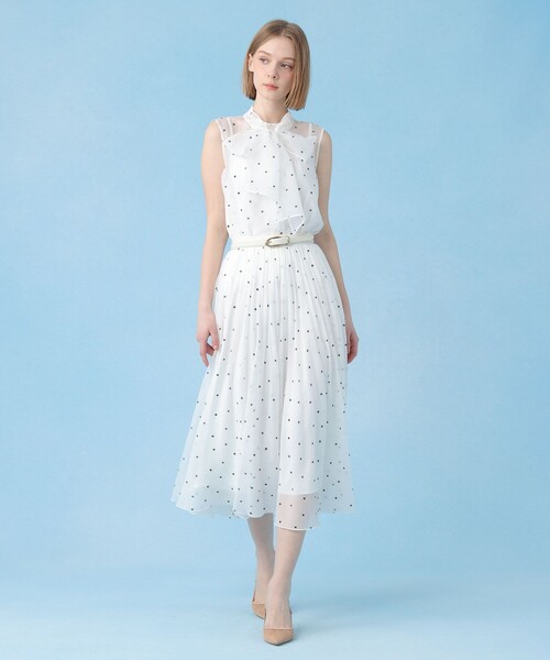 ANAYI（アナイ）の「オーガンジードットプリントプリーツ スカート（スカート・レディース・ホワイト/ブラック/ピンクベージュ・38/36/34）」の13枚目の写真