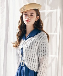 an another angelus | クロシェスカラップ透かし編みニットボレロ(カーディガン/ボレロ)