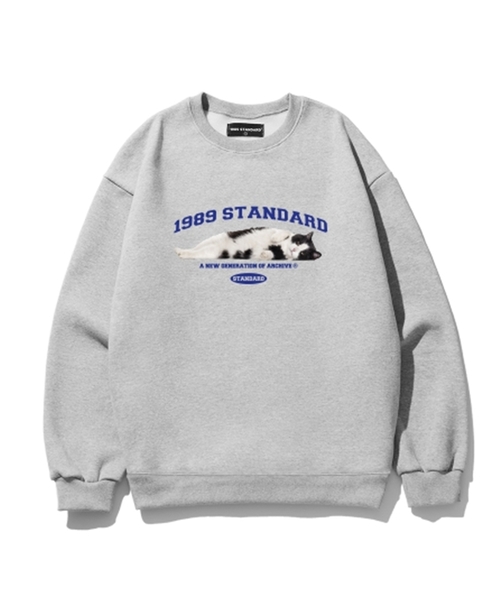 1989STANDARD(1989スタンダード)の「ARCH CHARMING CAT スウェット(STMSTD-0040)(スウェット・メンズ・ライトグレー/ブラック/ネイビー/ダークグレー・MEDIUM/LARGE/X-LARGE)」の1枚目の写真