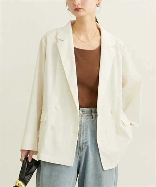 nissen（ニッセン）の「シアーテーラードジャケット【ウォッシャブル】（カバーオール・レディース・ブラック/アイボリー・L/M/LL/3L）」の3枚目の写真