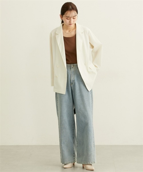 nissen（ニッセン）の「シアーテーラードジャケット【ウォッシャブル】（カバーオール・レディース・ブラック/アイボリー・L/M/LL/3L）」の4枚目の写真