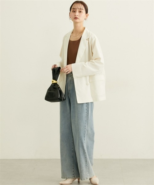 nissen（ニッセン）の「シアーテーラードジャケット【ウォッシャブル】（カバーオール・レディース・ブラック/アイボリー・L/M/LL/3L）」の5枚目の写真