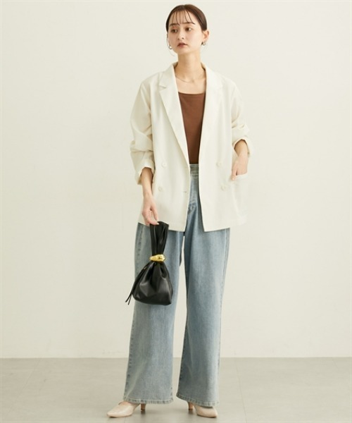 nissen（ニッセン）の「シアーテーラードジャケット【ウォッシャブル】（カバーオール・レディース・ブラック/アイボリー・L/M/LL/3L）」の7枚目の写真