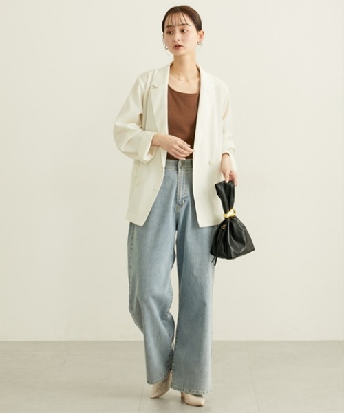 nissen（ニッセン）の「シアーテーラードジャケット【ウォッシャブル】（カバーオール・レディース・ブラック/アイボリー・L/M/LL/3L）」の8枚目の写真